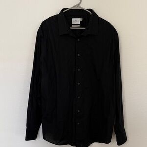 Black Casual Button-Down Shirt